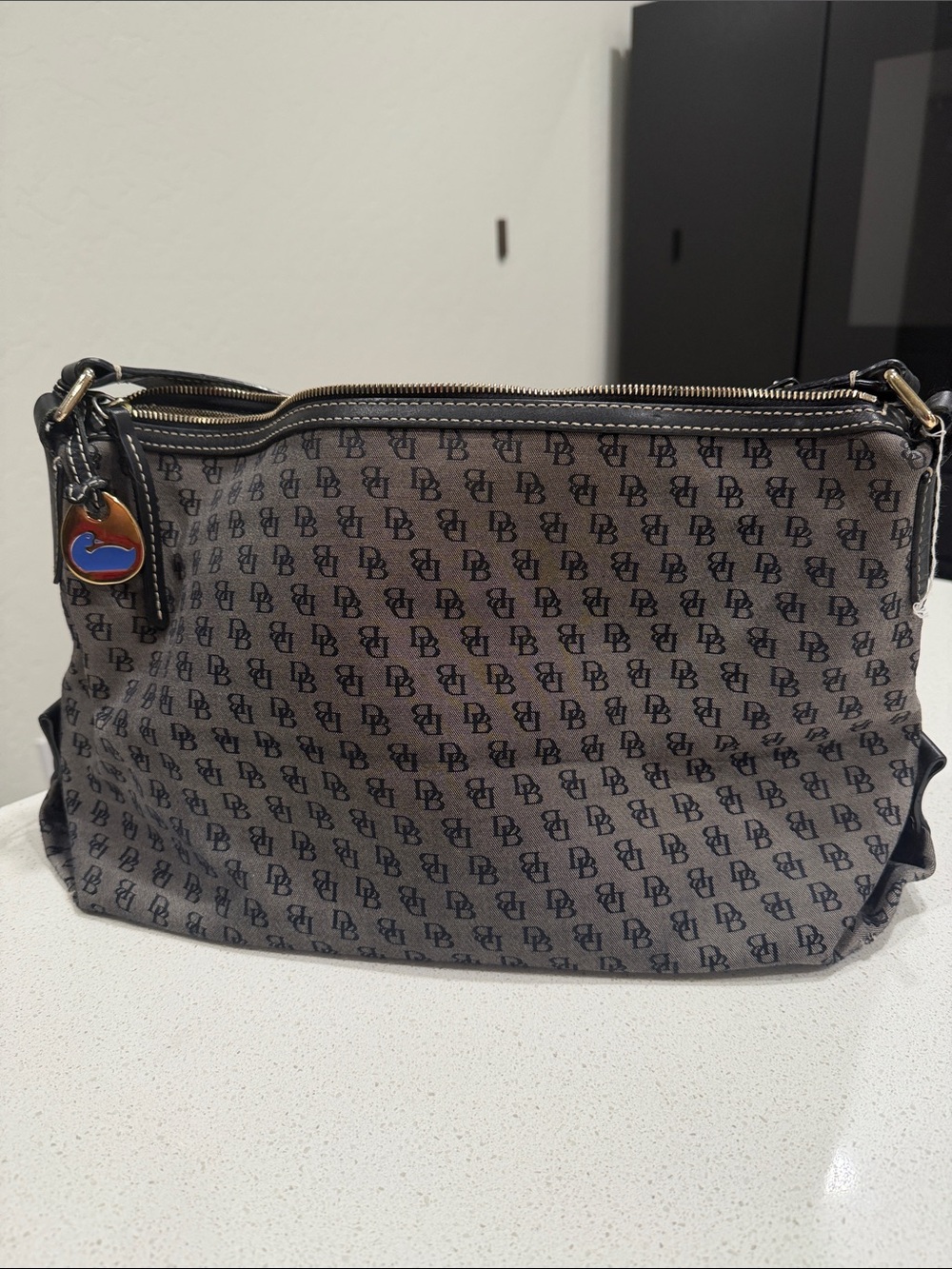 Dooney & Bourke Gray Monogram Crossbody Shoulder Bag